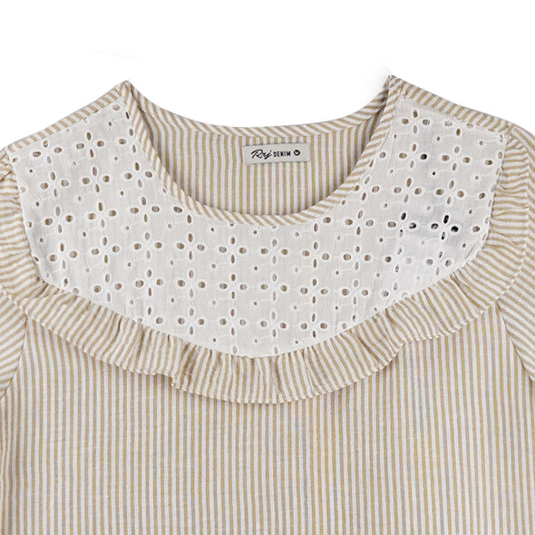 RRJ Ladies Basic Woven Shirt Boxy Fitting 171408 (Beige)
