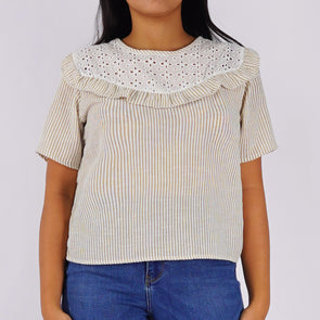 RRJ Ladies Basic Woven Shirt Boxy Fitting 171408 (Beige)