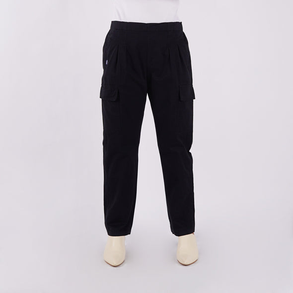 RRJ Ladies Basic Non-Denim Cargo Pants Mid-Rise Fitting 180711 (Black)