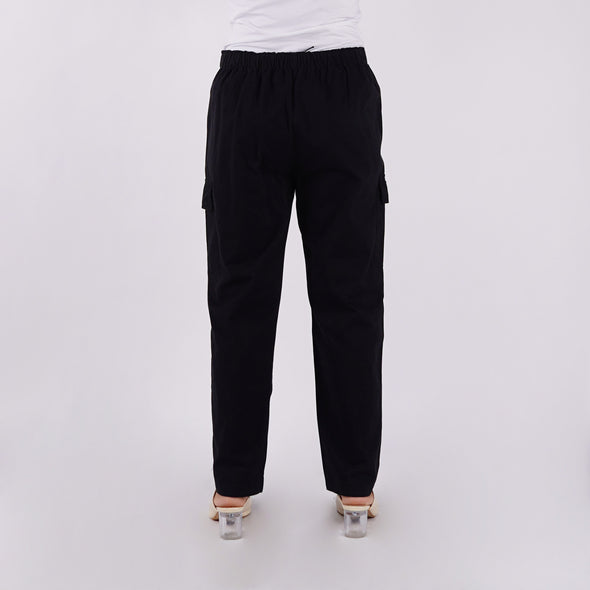 RRJ Ladies Basic Non-Denim Cargo Pants Mid-Rise Fitting 180711 (Black)