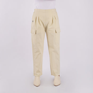 RRJ Ladies Basic Non-Denim Cargo Pants Mid-Rise Fitting 180711 (Light Beige)