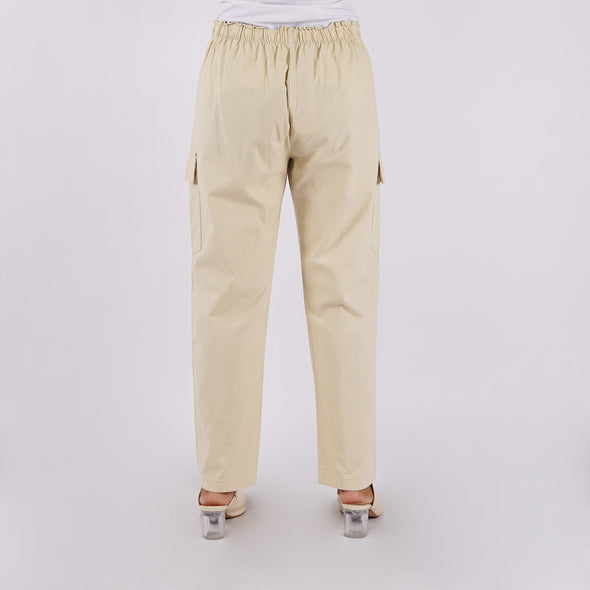 RRJ Ladies Basic Non-Denim Cargo Pants Mid-Rise Fitting 180711 (Light Beige)