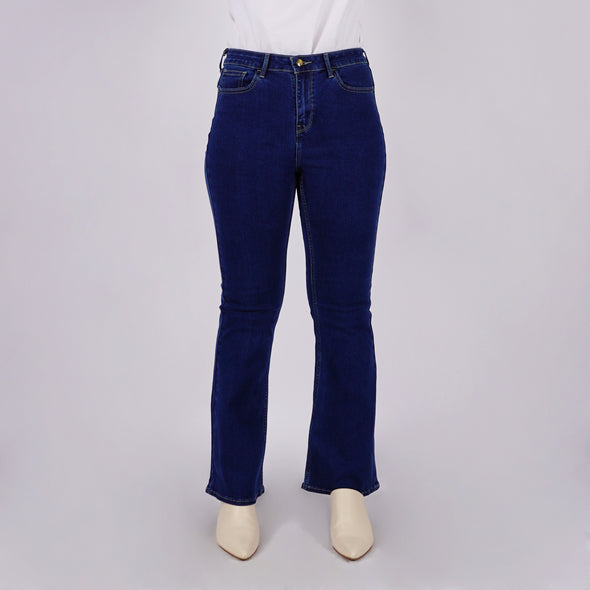 RRJ Ladies Basic Denim Flared Jeans Mid-Rise 181073 (Medium Shade)