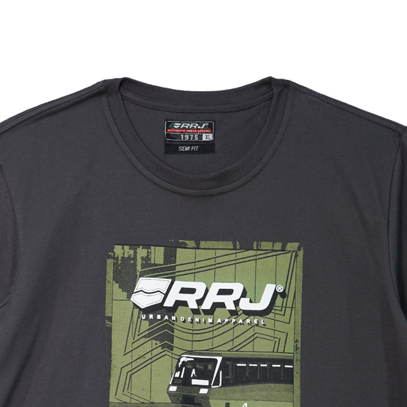 RRJ Men's Basic Tees Semibody Fitting CVC Jersey Fabric 181695-U (Dark Gray)