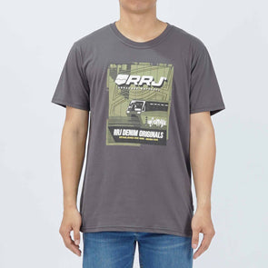 RRJ Men's Basic Tees Semibody Fitting CVC Jersey Fabric 181695-U (Dark Gray)