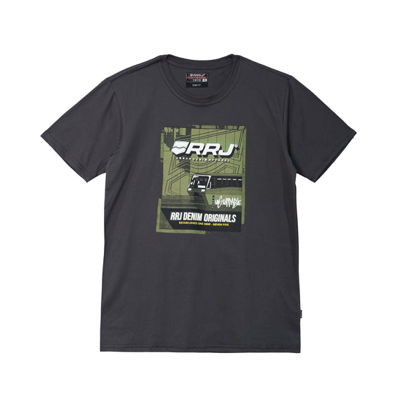RRJ Men's Basic Tees Semibody Fitting CVC Jersey Fabric 181695-U (Dark Gray)