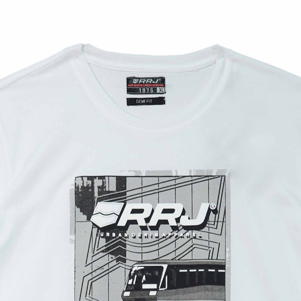 RRJ Men's Basic Tees Semibody Fitting CVC Jersey Fabric 181695-U (White)