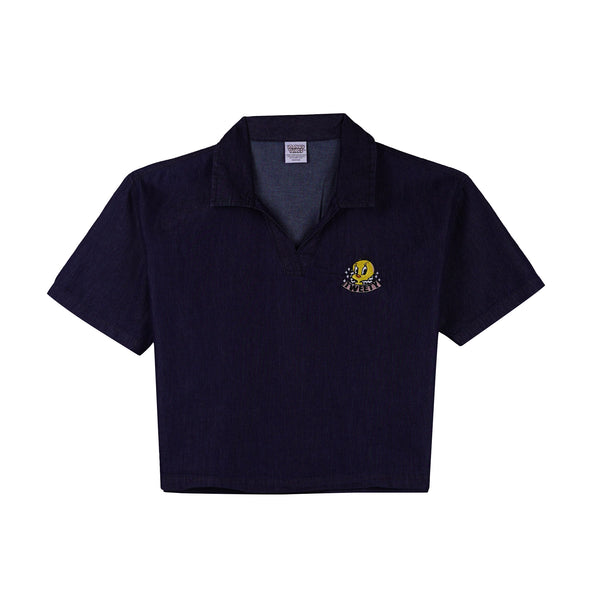 RRJ x Looney Tunes Tweety Bird Ladies Basic Woven Crop Fitting 167801 (Navy)