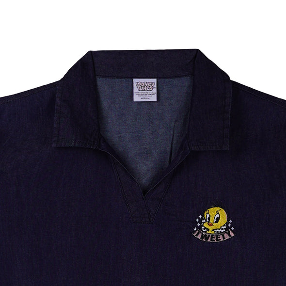 RRJ x Looney Tunes Tweety Bird Ladies Basic Woven Crop Fitting 167801 (Navy)