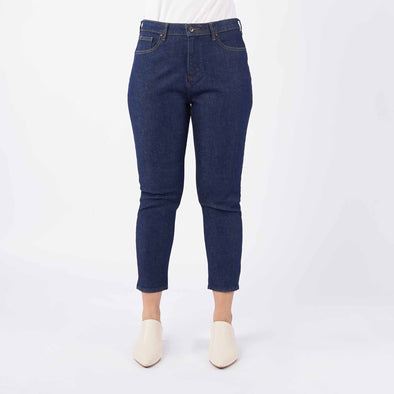 RRJ Ladies Basic Denim Boyfriend Jeans Mid-Rise 184475 (Dark Shade)