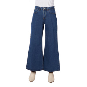 RRJ Ladies Basic Denim Drapey Wide Jeans Mid-Rise 182879 (Medium Shade)
