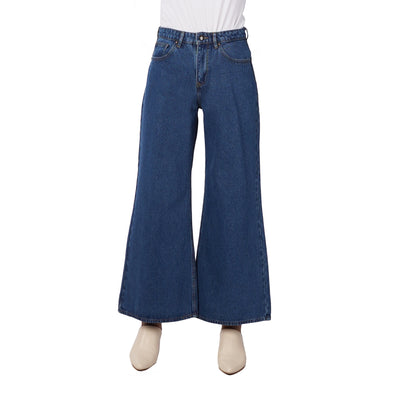 RRJ Ladies Basic Denim Drapey Wide Jeans Mid-Rise 182879 (Medium Shade)