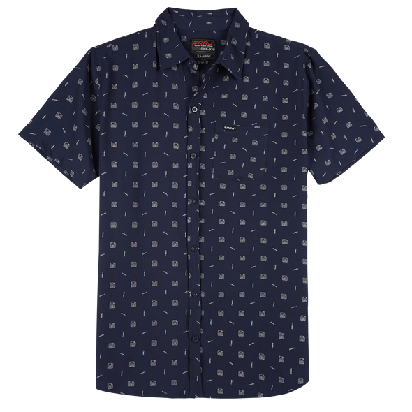 RRJ Men's Basic Woven Shirt Semibody Fitting 158706 (Navy)