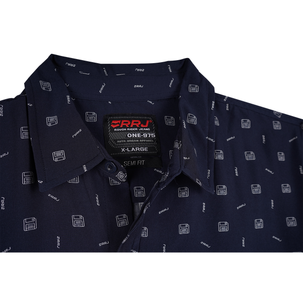 RRJ Men's Basic Woven Shirt Semibody Fitting 158706 (Navy)
