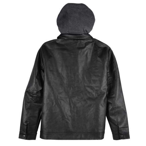 RRJ Men's Basic Leather Jacket Regular Fitting 175835 (Black)