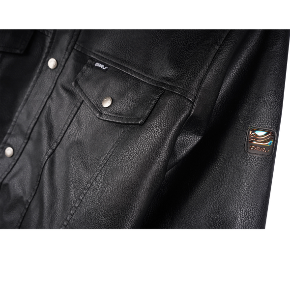 RRJ Men's Basic Leather Jacket Regular Fitting 175835 (Black)
