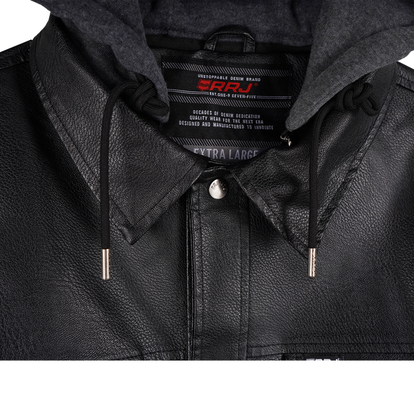 RRJ Men's Basic Leather Jacket Regular Fitting 175835 (Black)