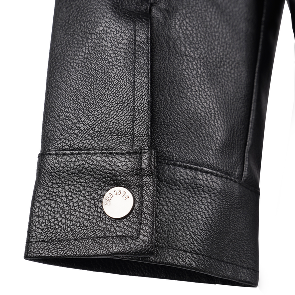 RRJ Men's Basic Leather Jacket Regular Fitting 175835 (Black)