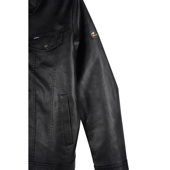 RRJ Men's Basic Leather Jacket Regular Fitting 175835 (Black)