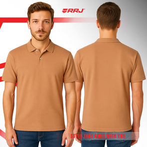 RRJ Men's Basic Collared Shirt Semifit Fitting 169617 (Brown)