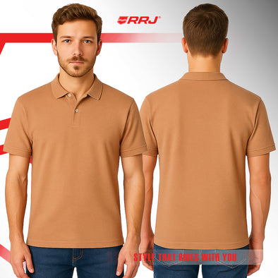 RRJ Men's Basic Collared Shirt Semifit Fitting 169617 (Brown)
