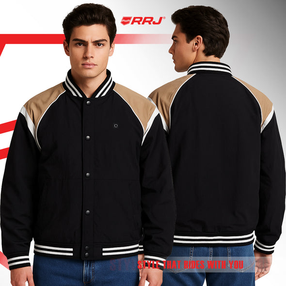 RRJ Men's Basic Bomber Jacket Regular Fitting 188586 (Black)