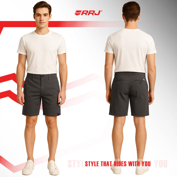 RRJ Men's Basic Non-Denim Tapered Short Mid-Rise Fitting 187672-U (Gun Metal)