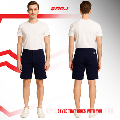 RRJ Men's Basic Non-Denim Tapered Short Mid-Rise Fitting 187696-U (Dark Navy)