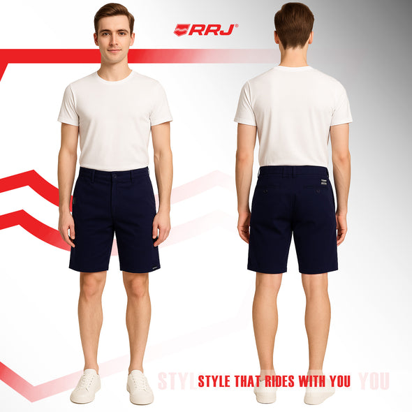 RRJ Men's Basic Non-Denim Tapered Short Mid-Rise Fitting 187696-U (Dark Navy)