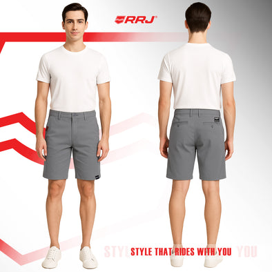 RRJ Men's Basic Non-Denim Tapered Short Mid-Rise Fitting 187684-U (Light Gray)