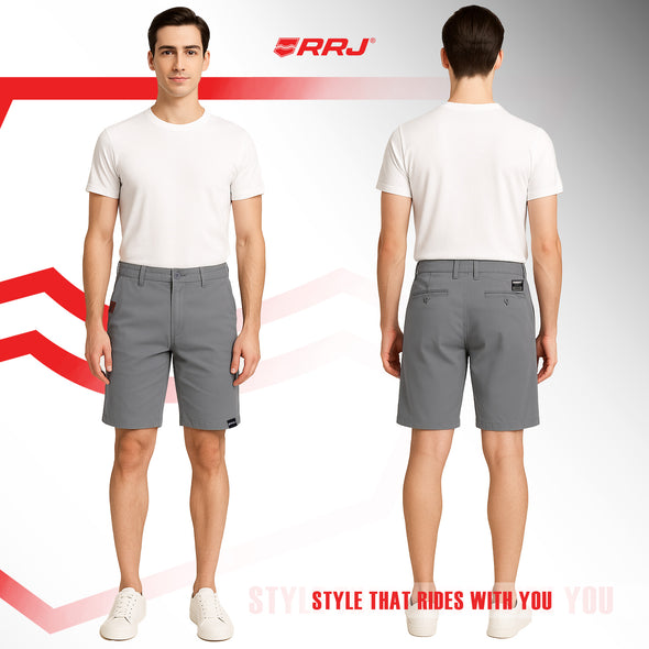 RRJ Men's Basic Non-Denim Tapered Short Mid-Rise Fitting 187684-U (Light Gray)