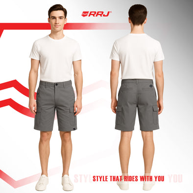 RRJ Men's Basic Non-Denim Cargo Short Mid-Rise Fitting 185468-U (Light Gray)