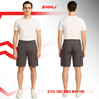 RRJ Men's Basic Non-Denim Cargo Short Mid-Rise Fitting 185444-U (Gray)