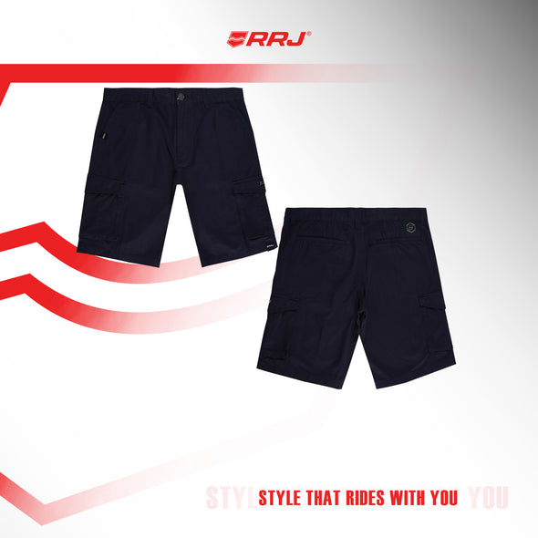 RRJ Men's Basic Non-Denim Cargo Short Mid-Rise Fitting 185420-U (Navy)