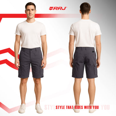 RRJ Men's Basic Non-Denim Cargo Short Mid-Rise Fitting 185432-U (Dark Gray)