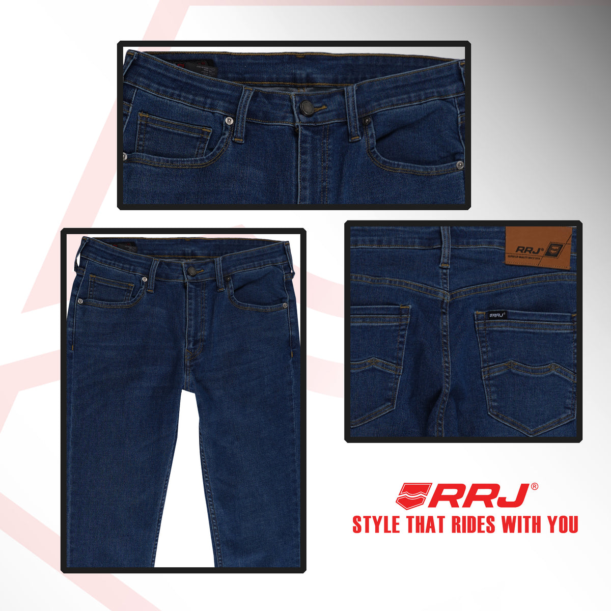 RRJ Men's Basic Denim Pants Skinny Fitting Mid-Rise 183562 (Medium Sha ...