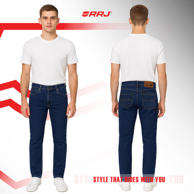 RRJ Men's Basic Denim Pants Skinny Fitting Mid-Rise 183562 (Medium Shade)