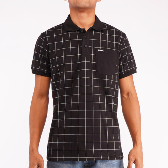 RRJ Basic Collared for Men Semi Body Fit Trendy fashion Casual Top Black Polo shirt for Men 104123 (Black)