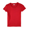 RRJ Basic Tees for Ladies Slim Fitting Ribbed Fabric Trendy fashion Casual Top Red Tees for Ladies 109828-U (Red)