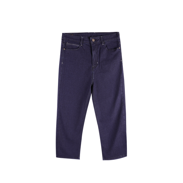 RRJ Ladies' Basic Denim Mid Waist Pants Straightcut fitting Indigo Blue w/ details Trendy fashion Mom Boy Friend Jeans Casual Bottoms Dark Shade Denim Pants for Women's 130168 (Dark Shade)