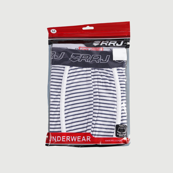 RRJ Men's Basic Underwear Boxer Briefs Cotton Fabric Navy-White Boxer Brief 107074 (Navy-White)