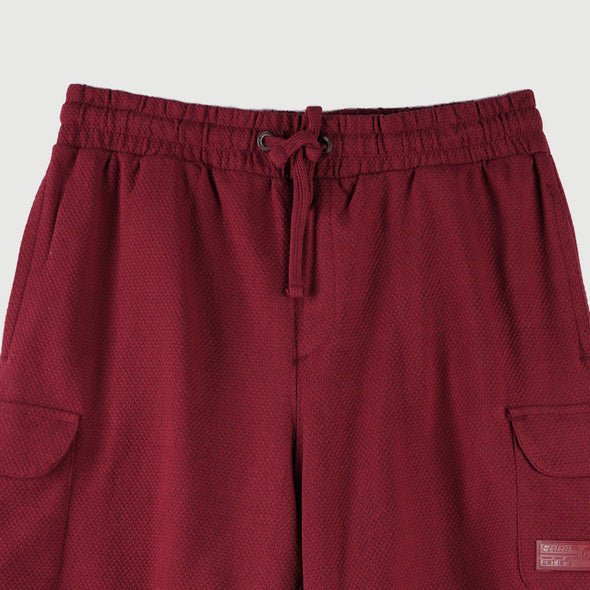 RRJ Basic Non-Denim Jogger Shorts for Men Regular Fitting Rinse Wash Fabric Casual short Maroon Jogger short for Men 113807 (Maroon)
