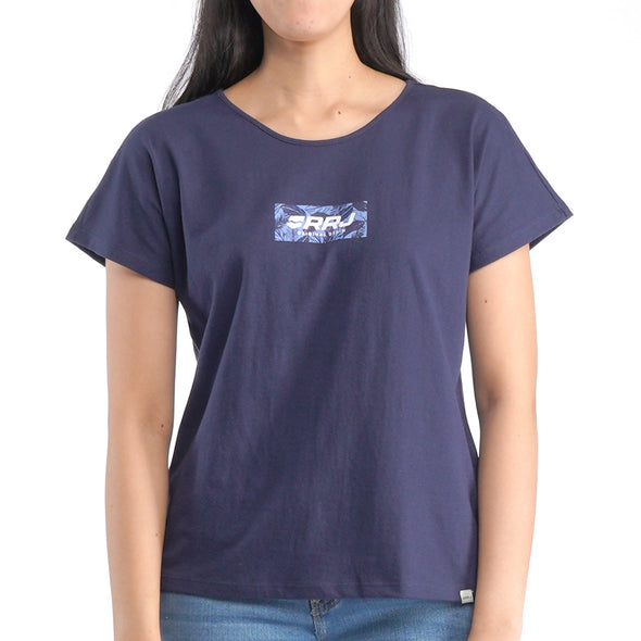 RRJ Basic Tees for Ladies Regular Fitting Shirt Trendy fashion Casual Top Navy Blue T-shirt for Ladies 124334 (Navy Blue)