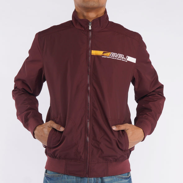 RRJ Men's Basic Jacket Regular Fitting Nylon Fabric Trendy fashion Casual Top Maroon Jacket for Men 117828 (Maroon)