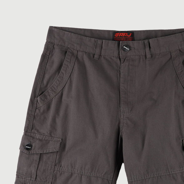 RRJ Basic Non-Denim Cargo Short for Men Regular Fitting Garment Wash Fabric Casual Short Dark Gray Cargo Short for Men 127201 (Dark Gray)