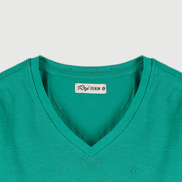 RRJ Basic Tees for Ladies Regular Fitting Shirt CVC Jersey Fabric Trendy fashion Casual Top Green T-shirt for Ladies 117872-U (Green)