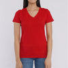 RRJ Basic Tees for Ladies Regular Fitting Shirt CVC Jersey Fabric Trendy fashion Casual Top Red T-shirt for Ladies 117872-U (Red)