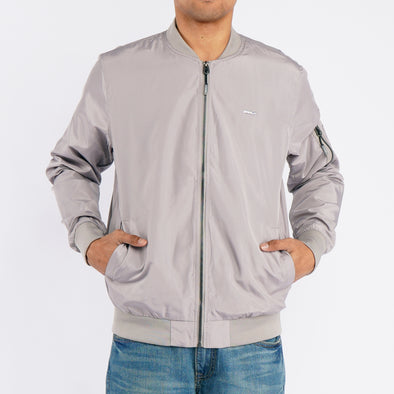 RRJ Men's Basic Jacket Regular Fitting Nylon Fabric Trendy fashion Casual Top Light Gray Jacket for Men 117063 (Light Gray)