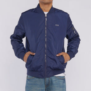 RRJ Men's Basic Jacket Regular Fitting Nylon Fabric Trendy fashion Casual Top Navy Jacket for Men 117073 (Navy)