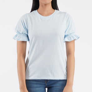 RRJ Basic Tees for Ladies Regular Fitting Shirt Trendy fashion Casual Top Blue T-shirt for Ladies 134949 (Blue)